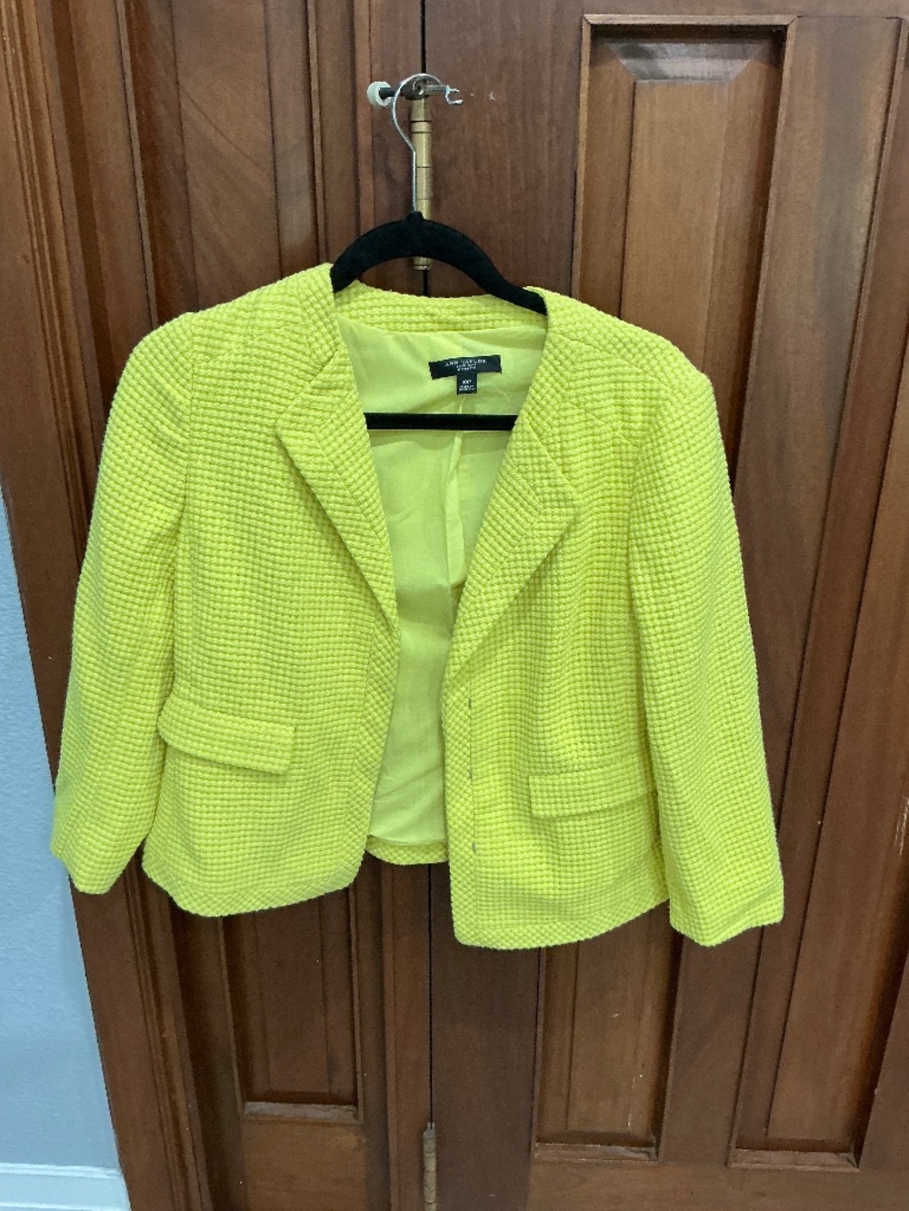 Ann Taylor: Yellow Textured Waffle-Weave Tweed Blazer Jacket